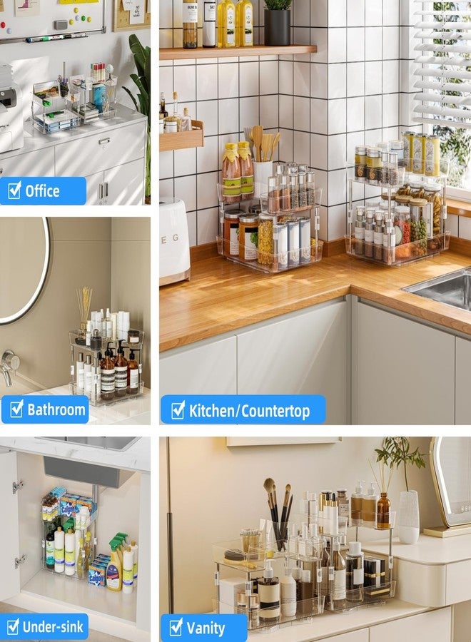 Xicennego Rotating Adjustable Storage Rack - 2-Tier Multi-Purpose Bathroom Under Sink Organizers and Storage - Space-Saving Organizer for Under Sink, Kitchen, Bathroom, Vanity and Fridge(1 Pack) - Image 3