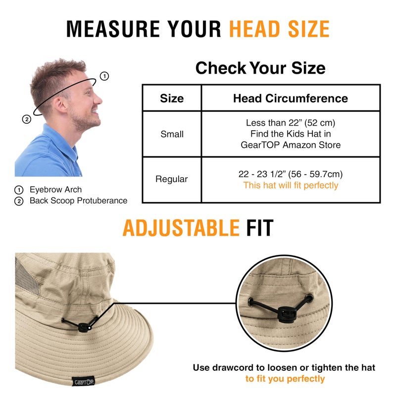GearTOP Wide Brim Sun Hat for Womens and Mens Sun Hats - UV Protection Fishing Hat Safari Hat for Hiking Gardening & Beach Khaki - Image 5