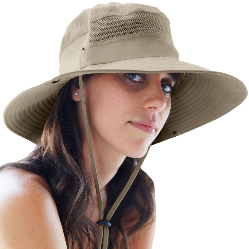 GearTOP Wide Brim Sun Hat for Womens and Mens Sun Hats - UV Protection Fishing Hat Safari Hat for Hiking Gardening & Beach Khaki - Image 1