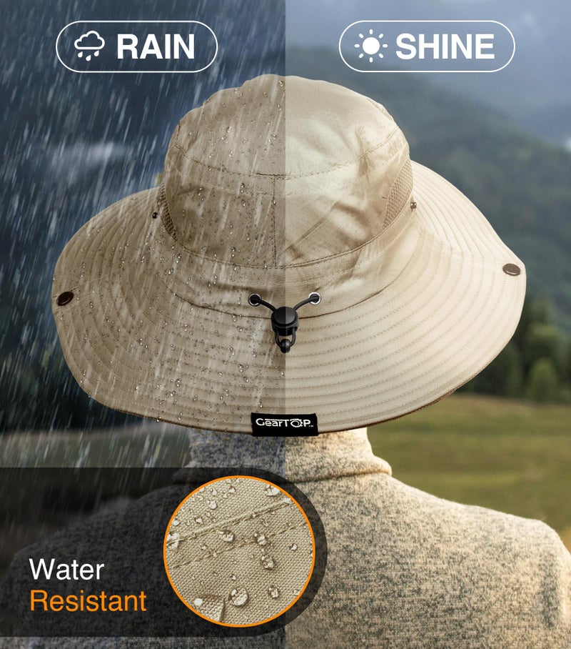 GearTOP Wide Brim Sun Hat for Womens and Mens Sun Hats - UV Protection Fishing Hat Safari Hat for Hiking Gardening & Beach Khaki - Image 4