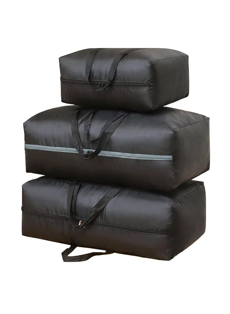 DUNISO 3 Pack Large Clothes Storage Bags | Moving Bags | Foldable Blanket Storage Bags for Organizing Bedroom, Closet, Comforter, Organization and Storage with Zip and Handle(Black)  - Image 4
