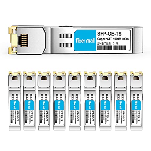 fiber mall SFP to RJ45 for HPE Aruba J8177D Procurve J8177C J8177A J8177B 1000BASE-T Mini-GBIC SFP Copper RJ-45 100m Transceiver Module Pack of 10 - Image 1