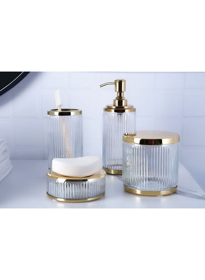 Pan Home Astrid Glass Soap Dispenser 7x7x19cm - Gold - Image 2