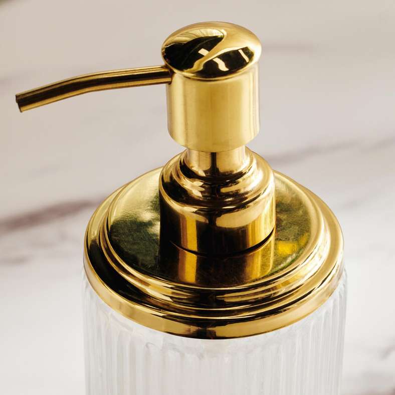 Pan Home موزع صابون زجاجي أستريد 7x7x19 سم - ذهبي - Image 2