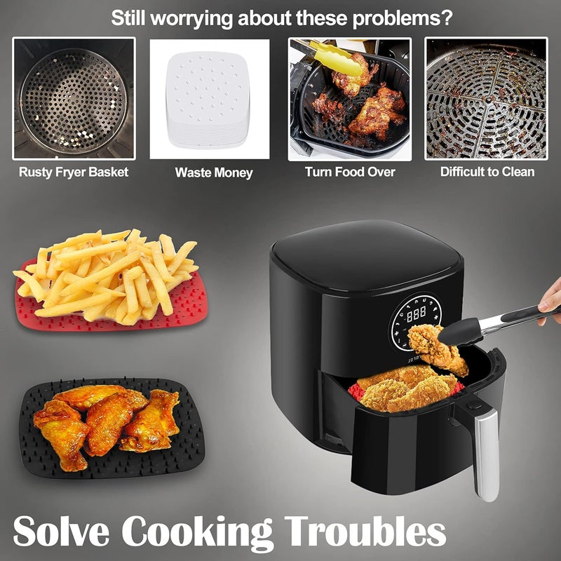 DEMEDO Upgrade Reusable Air Fryer Liners With Raised Silicone | Patented Product | BPA Free Non-Stick Mats | Tray Accessories | 2 Size Options 8 Inch Square - Image 4