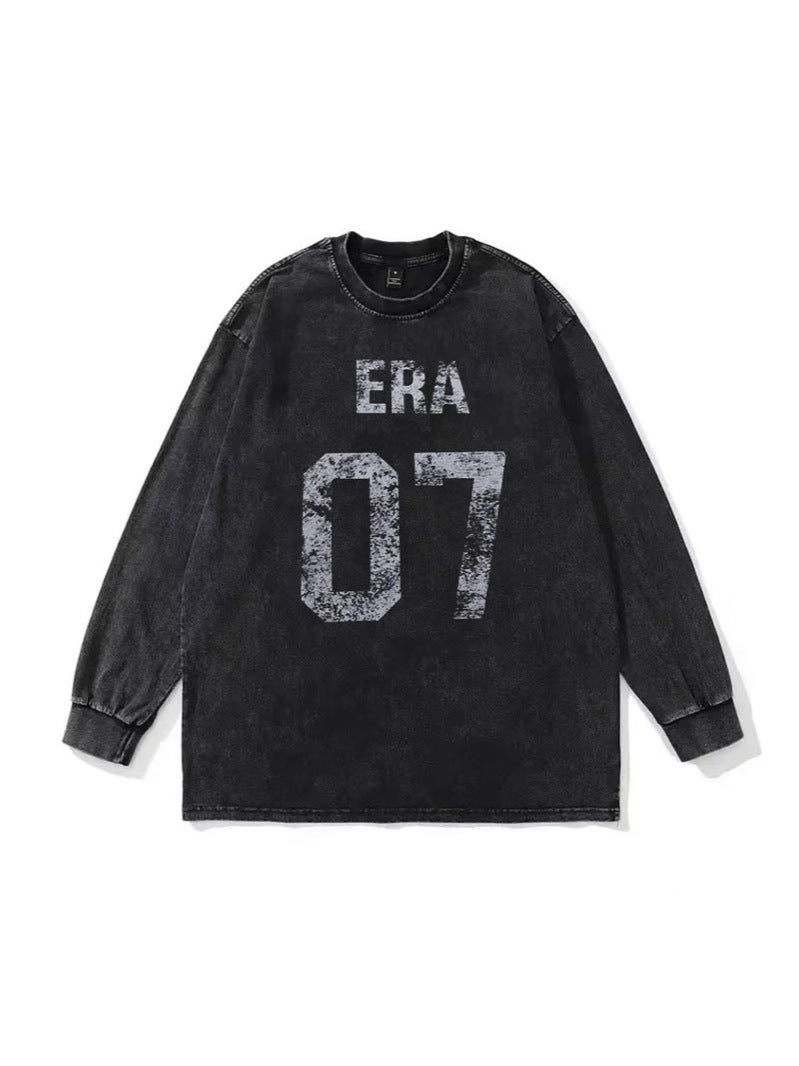 230g retro fried snowflake washed T-shirt Europe and the United States cross-border cotton t loose bottoming round neck pullover heavy t-shirt men - Image 3