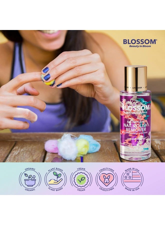 Blossom Non Toxic Nail Polish Remover Non Acetone, All Natural Scented, Vegan, Acetone Free Nail Polish Remover, Organic Plant-Based, Infused with Real Flowers, Made in USA, 2oz, Lavender - Image 4
