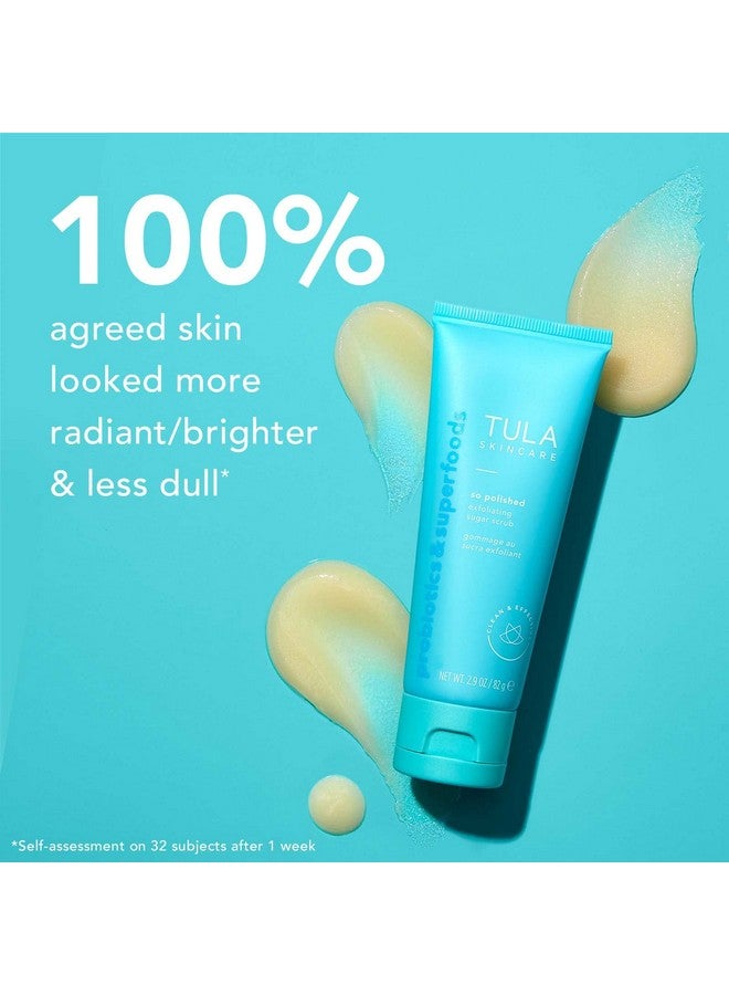 تولا مقشر السكر المقشر من TULA Skin Care So Polished - مقشر للوجه، يقشر بلطف بالسكر والبابايا ومستخلصات البروبيوتيك للحصول على بشرة أكثر نعومة وإشراقًا، 2.9 أونصة. - Image 4