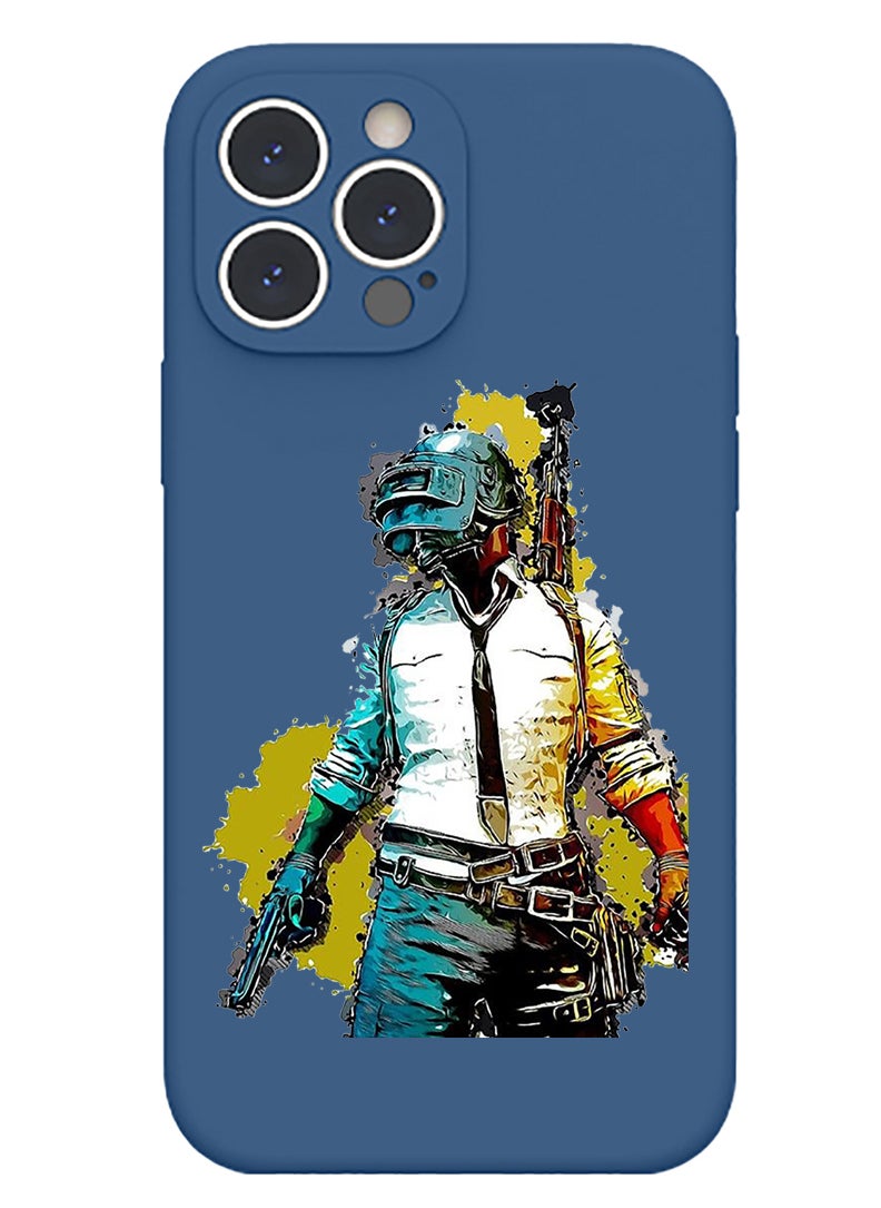 Theodor - Protective Slim Fit Case Liquid Silicone Cover with Full Body Protection Anti-Scratch Shockproof Case For iPhone 13 Pro Max Blue  - pug with headphones copy - Image 1