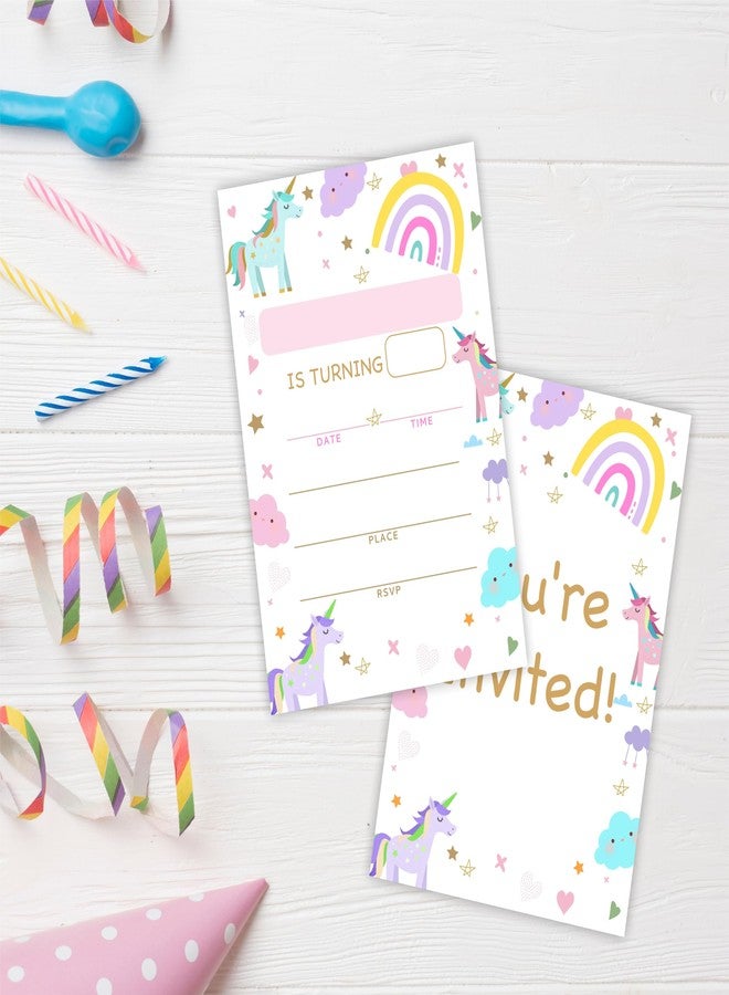 EXW 4"x6"Birthday Invitations With Envelopes, Cartoon Unicorn, 20 Pcs Fill-in Invites Letter, Birthday Party Invitations For Girls, Boys, Families, Friends, Party Supplies & Decorations - A09 - Image 5