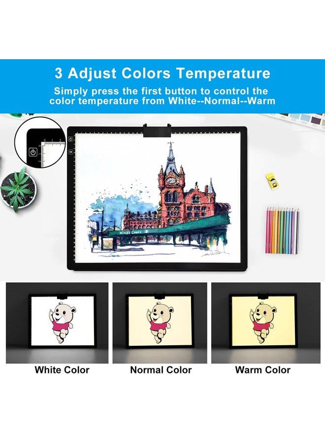 TOHETO A3 Light Pad, Wireless Battery Powered Light Box 3 Colors Stepless Dimmable and 6 Levels of Brightness Light Board for Tracing, Rechargeable LED Copy Board for Diamond Painting, Sketching - Image 4