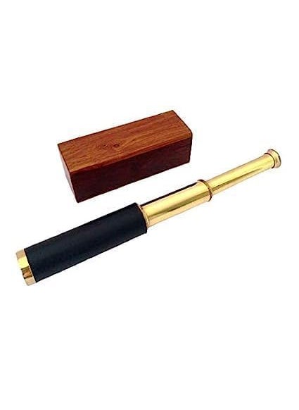 Generic Antique Brass Telescope 12 Handcrafted 34 Fold Nautical Spyglass with Wooden Box Vintage Maritime Decor Collectible Gift  - Image 1