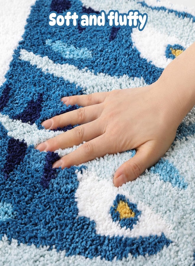 TRUEDAYS Sardine Can Bath Mat, Blue Bathroom Rugs for Bedroom, Soft Washable Rug Non Slip Cute Kitchen Bath Mats for Bathroom Funny Cartoon Fish and Lemon - Image 3