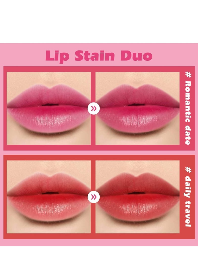 Vivid Lip Stain Duo - Long-Lasting Hydrating Tint, Non-Sticky Finish, 0.4 fl. oz. for Luscious Lips - Image 5