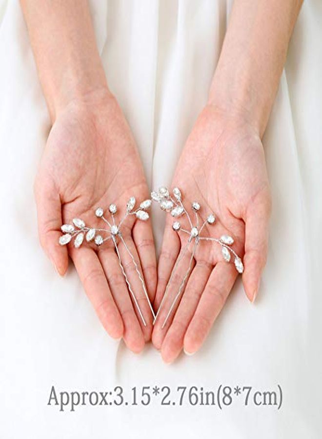 Unicra Bride Wedding Crystal Hair Pins Bridal Rhinestone Hair Pieces Wedding Hair Accessories For Women And Girls (A-Silver) - Image 3