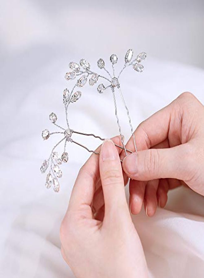 Unicra Bride Wedding Crystal Hair Pins Bridal Rhinestone Hair Pieces Wedding Hair Accessories For Women And Girls (A-Silver) - Image 5