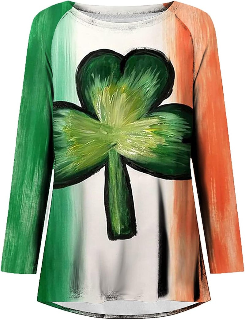 cheekyglo St Patricks Day Sweatshirts for Women Loose Long Sleeve Shirts Shamrock Print Blouse Saint Patricks Day Pullover Tops - Image 4