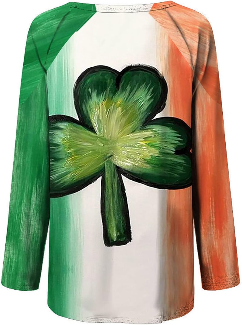 cheekyglo St Patricks Day Sweatshirts for Women Loose Long Sleeve Shirts Shamrock Print Blouse Saint Patricks Day Pullover Tops - Image 5