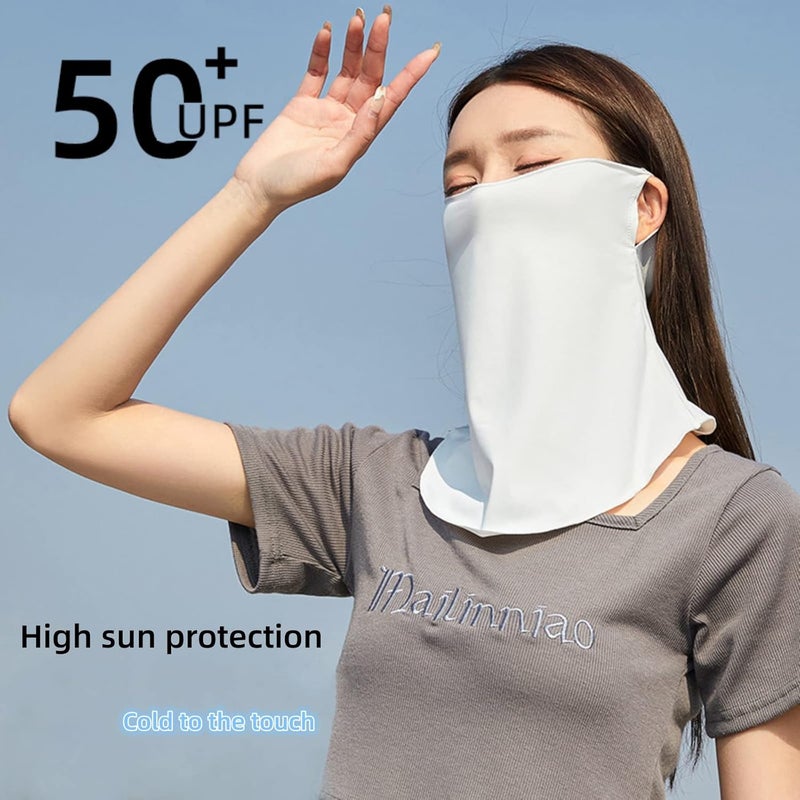 POSICHE Cooling Sun Protection Earloop Mask - Black Ice Silk Sunscreen Mask for Women - Image 3
