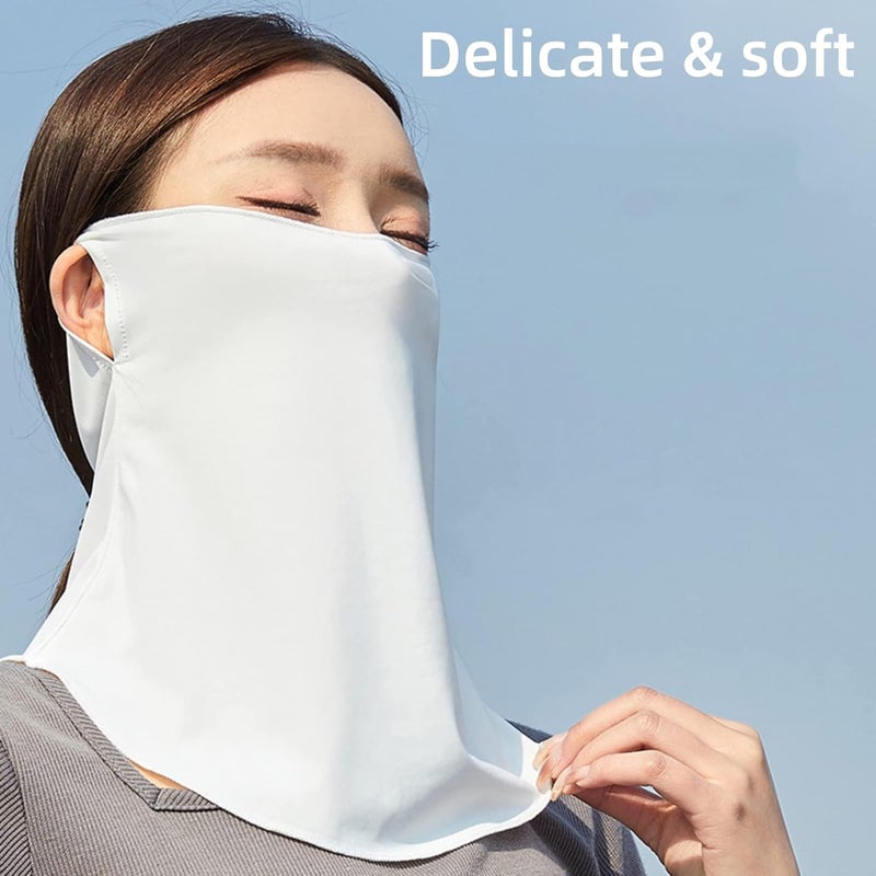 POSICHE Cooling Sun Protection Earloop Mask - Black Ice Silk Sunscreen Mask for Women - Image 4