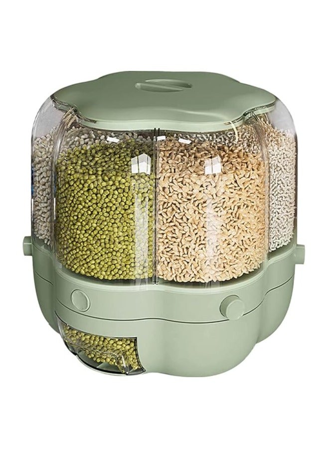 SUKILO Round 6-Grid Food Grain Dispenser – Transparent Large-Capacity Dry Food Storage Container  - Image 1