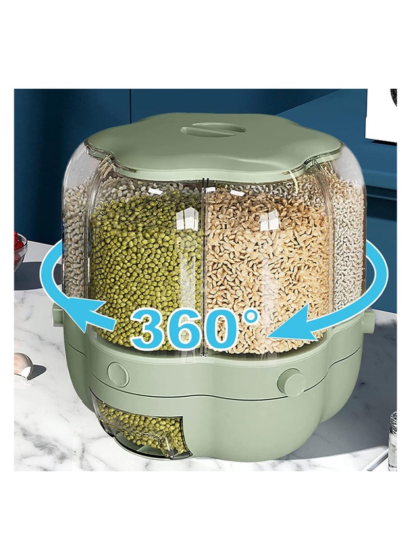 SUKILO Round 6-Grid Food Grain Dispenser – Transparent Large-Capacity Dry Food Storage Container  - Image 2