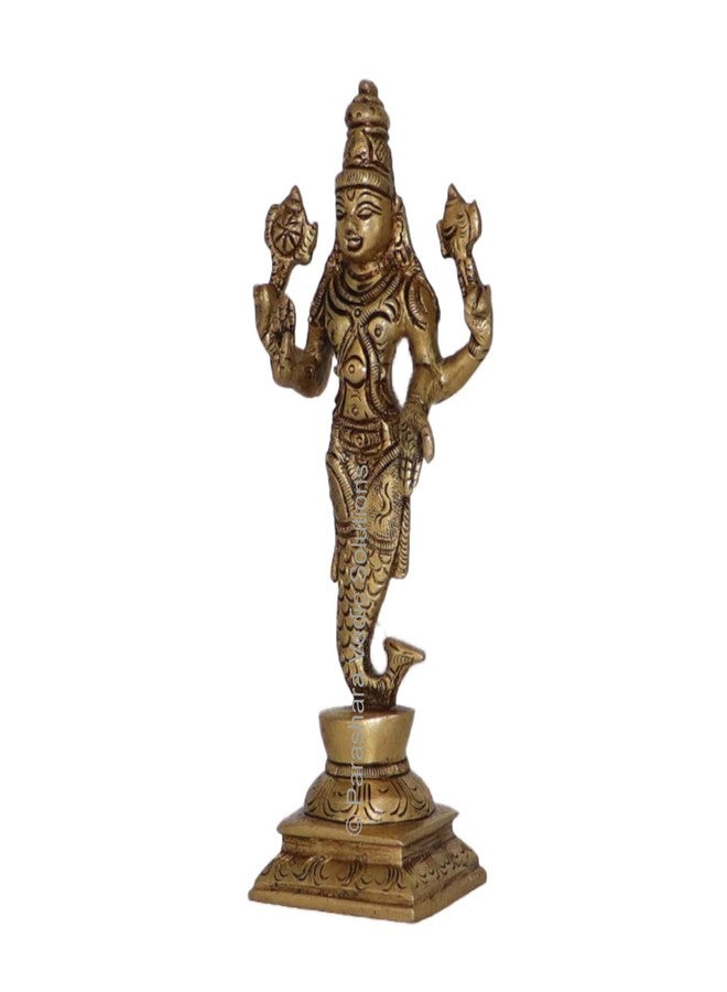 ARKAM Brass Matsya Murti/Matasya Idol/Pital Vishnu Matsya Avatar Statue - Antique Brass for Home/Temple/Office (Height: 15.2 cm, Weight: 390 GMS) - Image 3