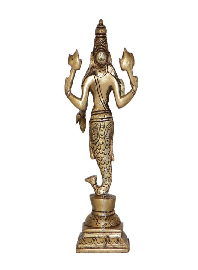 ARKAM Brass Matsya Murti/Matasya Idol/Pital Vishnu Matsya Avatar Statue - Antique Brass for Home/Temple/Office (Height: 15.2 cm, Weight: 390 GMS) - Image 4