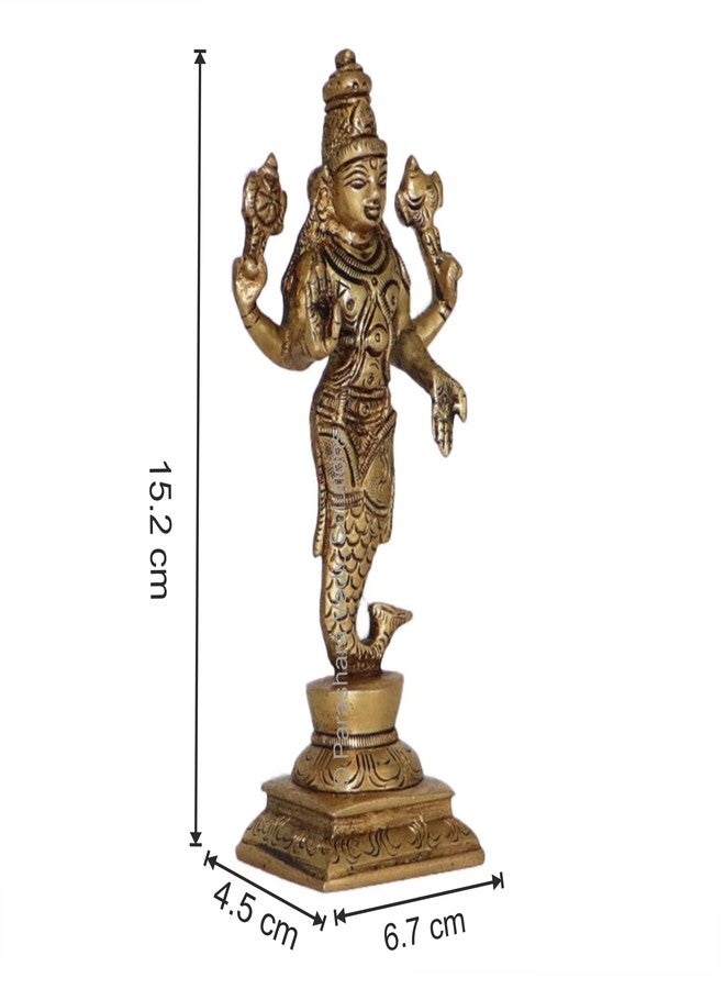 ARKAM Brass Matsya Murti/Matasya Idol/Pital Vishnu Matsya Avatar Statue - Antique Brass for Home/Temple/Office (Height: 15.2 cm, Weight: 390 GMS) - Image 5