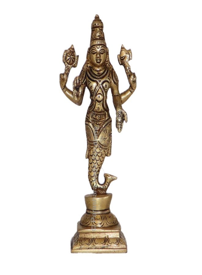 ARKAM Brass Matsya Murti/Matasya Idol/Pital Vishnu Matsya Avatar Statue - Antique Brass for Home/Temple/Office (Height: 15.2 cm, Weight: 390 GMS) - Image 1