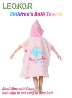 LEOKOR Kids Bath Towel for 4-9 Years Toddler, Microfiber Bath Towel Super Soft Robe Poncho Bathrobe,  Girls Beach Pool Bath Swim Coverups with Portable Bag 70*150CM  - Image 2