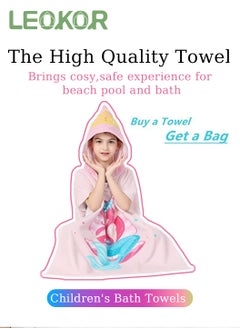 LEOKOR Kids Bath Towel for 4-9 Years Toddler, Microfiber Bath Towel Super Soft Robe Poncho Bathrobe,  Girls Beach Pool Bath Swim Coverups with Portable Bag 70*150CM  - Image 4