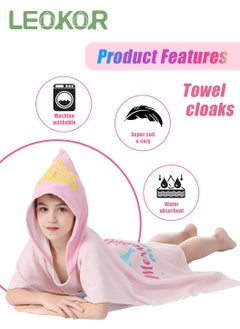 LEOKOR Kids Bath Towel for 4-9 Years Toddler, Microfiber Bath Towel Super Soft Robe Poncho Bathrobe,  Girls Beach Pool Bath Swim Coverups with Portable Bag 70*150CM  - Image 3