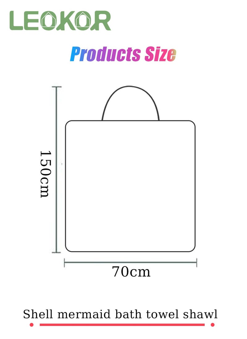 Kids Bath Towel for 4-9 Years Toddler, Microfiber Bath Towel Super Soft Robe Poncho Bathrobe,  Girls Beach Pool Bath Swim Coverups with Portable Bag 70*150CM