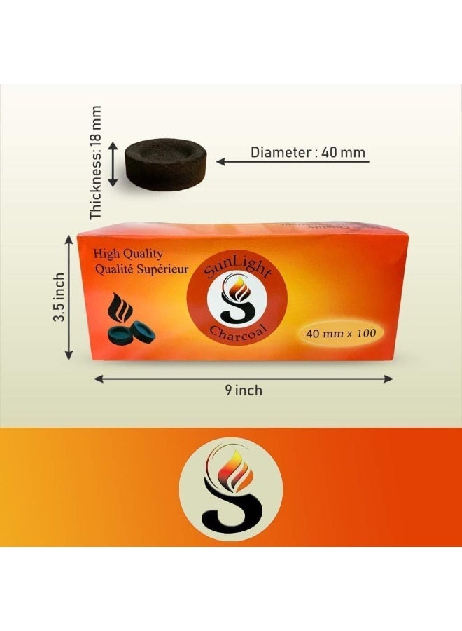 Charcoal Tablets For Incense - Quick Light Coal Tablets - Disks - 40 mm Rolls - Pack of 100 Coal Briquettes - Slow Burn - Instant Lighting - Image 2