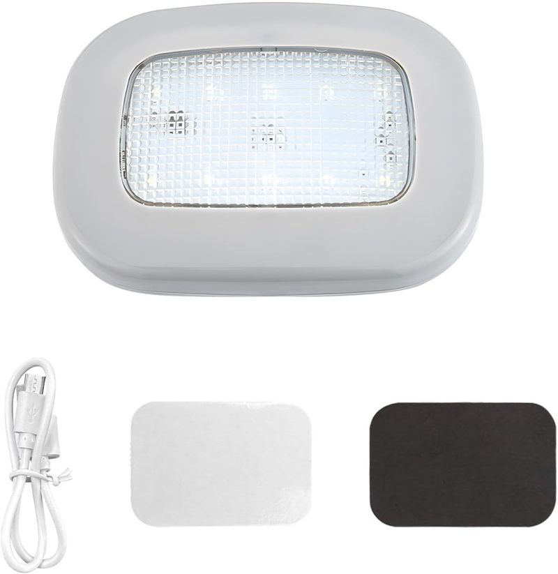 Magnetic Dome Light Grey ABS 10 LED Beads - USB Rechargeable Multi Functional Car Ceiling Light for Interior Camping Home Use - Image 1