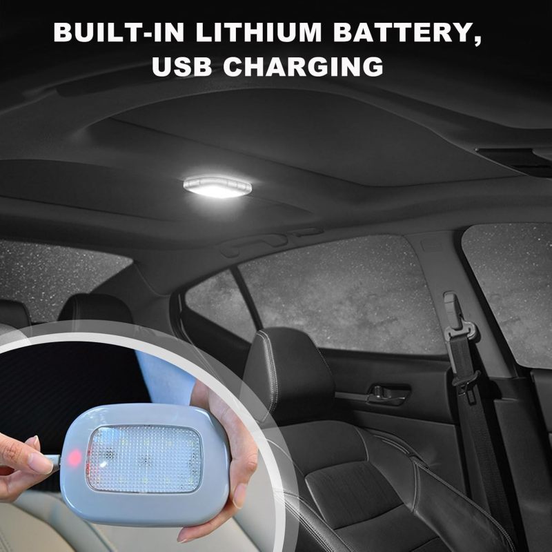 Magnetic Dome Light Grey ABS 10 LED Beads - USB Rechargeable Multi Functional Car Ceiling Light for Interior Camping Home Use - Image 4