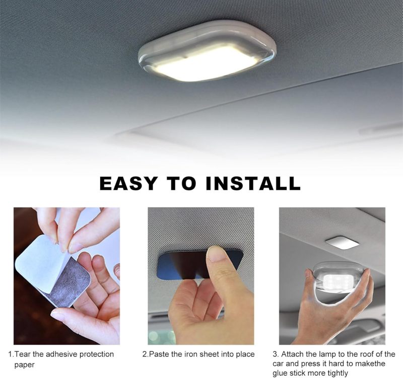 Magnetic Dome Light Grey ABS 10 LED Beads - USB Rechargeable Multi Functional Car Ceiling Light for Interior Camping Home Use - Image 3