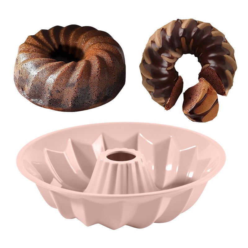 FunSiltasy Silicone Cake Mold Flower Shaped - Non-Stick Pan, Reusable Flexible Baking Mold for Cakes Cupcakes Chocolate, Easy to Clean Pink Baking Supplies - Image 1