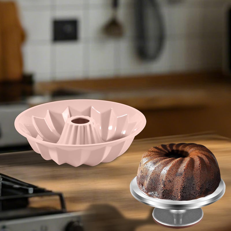 FunSiltasy Silicone Cake Mold Flower Shaped - Non-Stick Pan, Reusable Flexible Baking Mold for Cakes Cupcakes Chocolate, Easy to Clean Pink Baking Supplies - Image 3