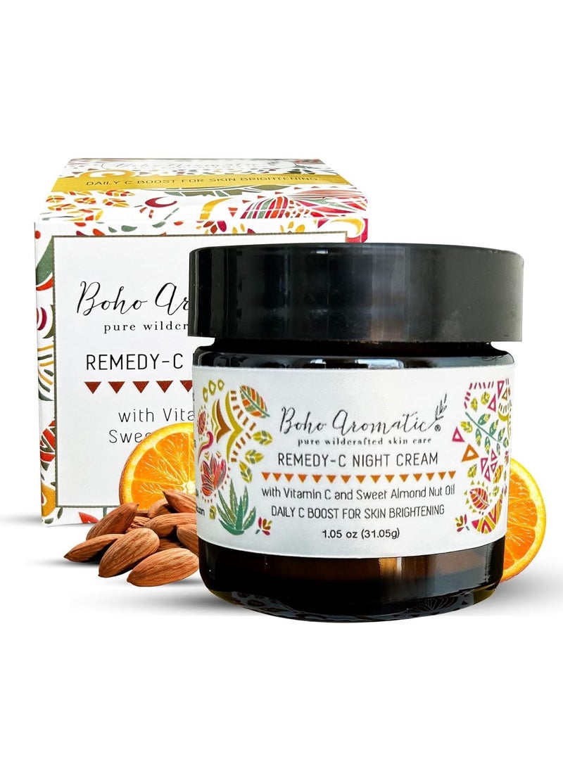 Boho Aromatic Remedy-C Night Cream, Facial Cream Skin Care, Vitamin C Face Serum in a Cream for face, Anti-Aging, Vitamin C Skincare, Natural and Organic Facial Moisturizer in a Glass Jar 