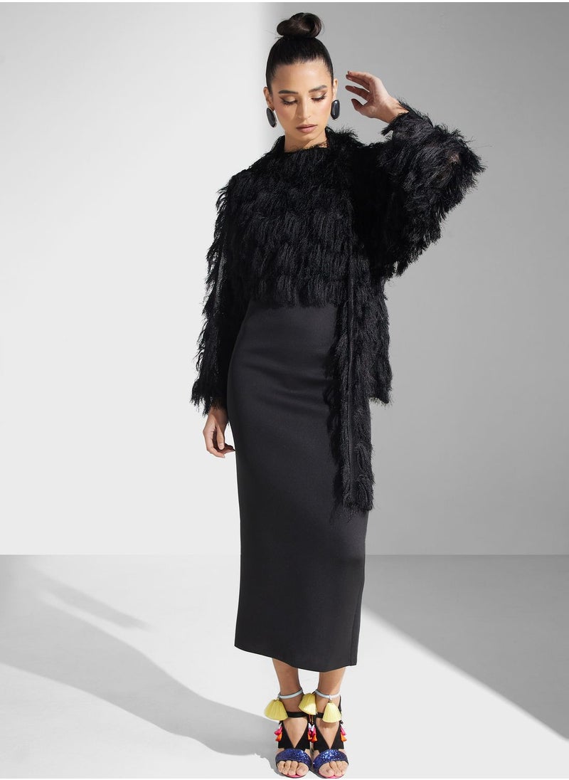 Golden Apple - Fur Detail Dress - Image 1