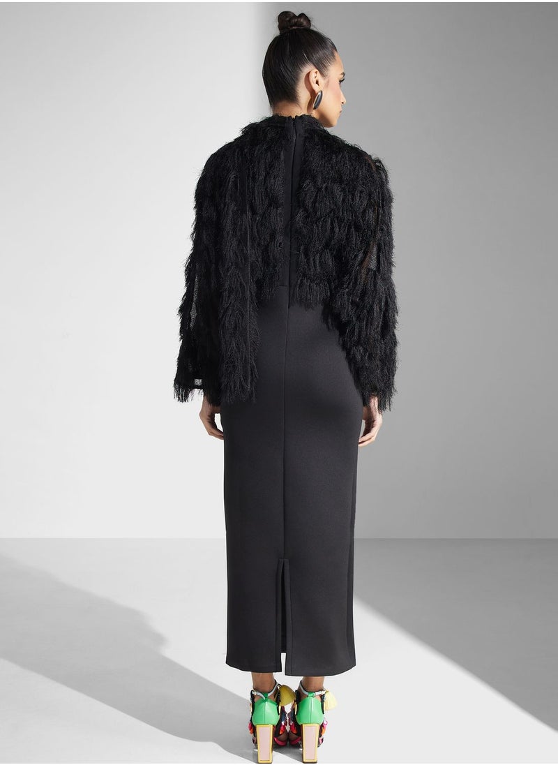 Golden Apple - Fur Detail Dress - Image 1