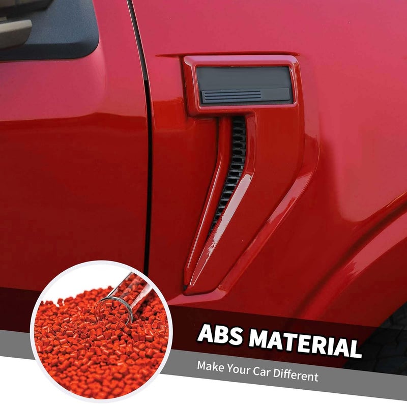 Jimen Fit for Ford F150 2021-2024, 4PCS Fender Side Vent Badge Emblem Cover Trim (Red) - Image 5
