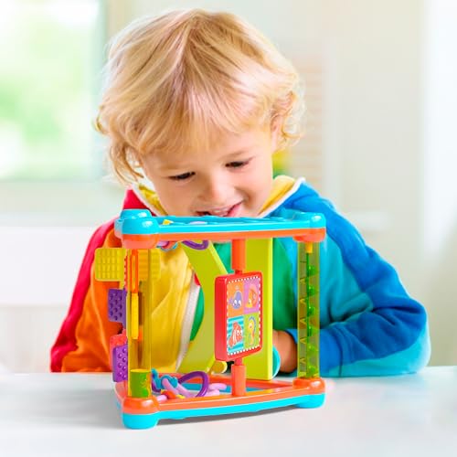 Lollipop Interactive Toddler Activity Triangle Montessori Toys for Toddlers Activity Cube for Play and Learning Educational Busy Cube with Shapes Colors and Spinners - Image 5