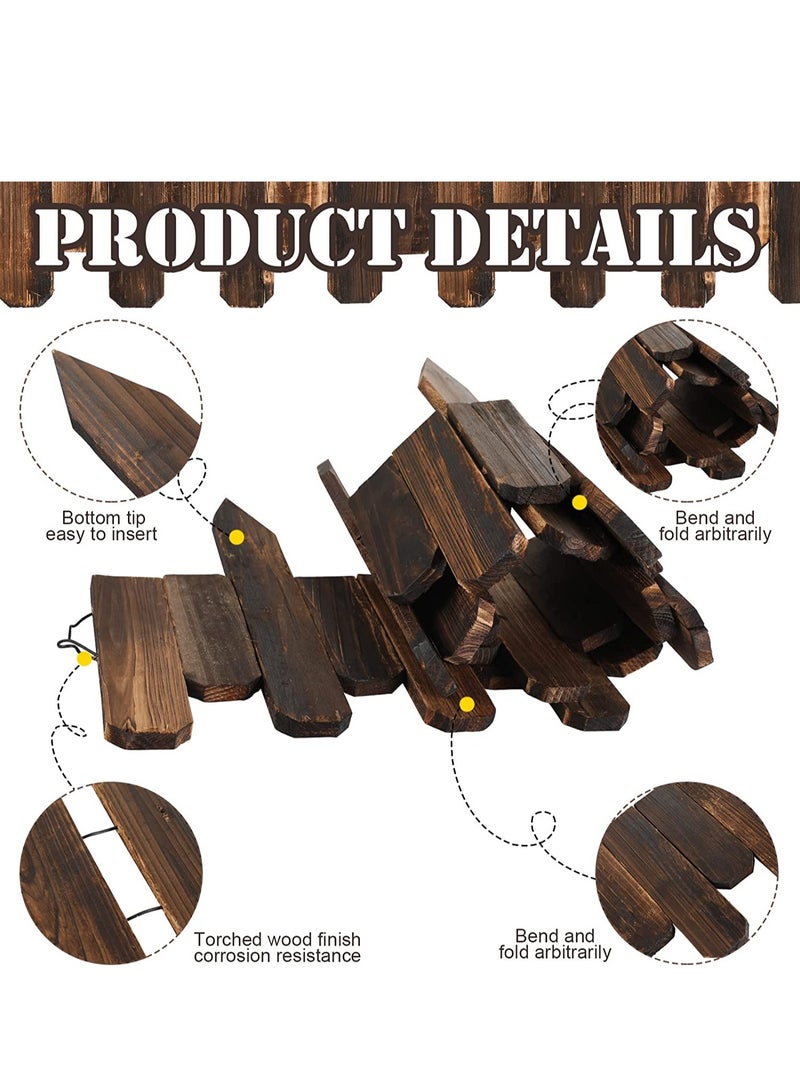 LINGWEI Wooden Fence Garden Edging Border Panels Interlocking Border Wooden Garden Edging Landscape Picket Fence Wood Lawn Patio Fencing Barrier For Home Garden - Image 3