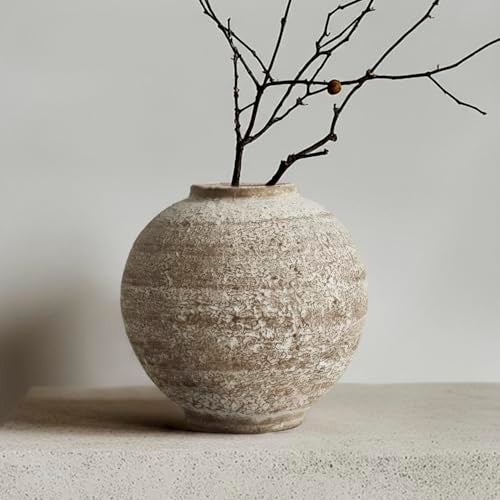 DIF DECO Ceramic Farmhouse Vase Rustic DecorPottery Decorative Flower Vases for Home DecorBoho Vase for Table Living RoomBathroomShelfMantel Decoration55 inch