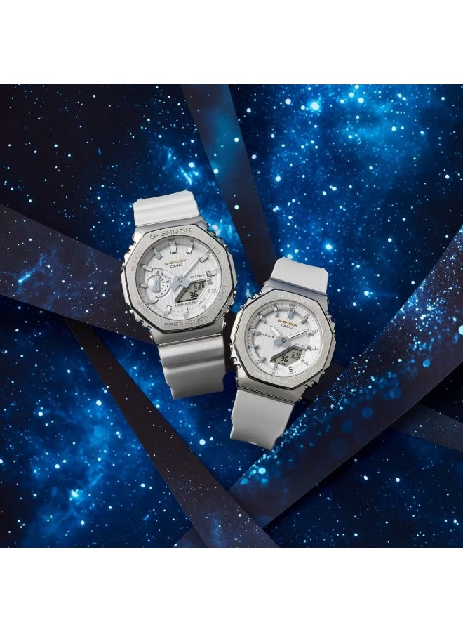 G-SHOCK Analog‑Digital Watch GM‑2110SH‑7ADR, 49.3 mm White Starry Sky Dial, Stainless Steel & Resin Case & Bracelet, 200 m WR - Image 2