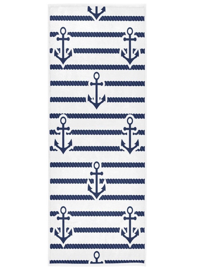Vdsrup Nautical Stripes Anchors Hand Towels Ocean Sea Summer Anchor Towel Soft Kitchen Tea Towels Dish Washcloths Thin Guest Face Towel Portable Bath Decorations Housewarming Gifts 16 X 30 in - Image 1