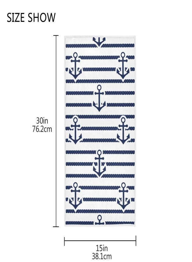 Vdsrup Nautical Stripes Anchors Hand Towels Ocean Sea Summer Anchor Towel Soft Kitchen Tea Towels Dish Washcloths Thin Guest Face Towel Portable Bath Decorations Housewarming Gifts 16 X 30 in - Image 3